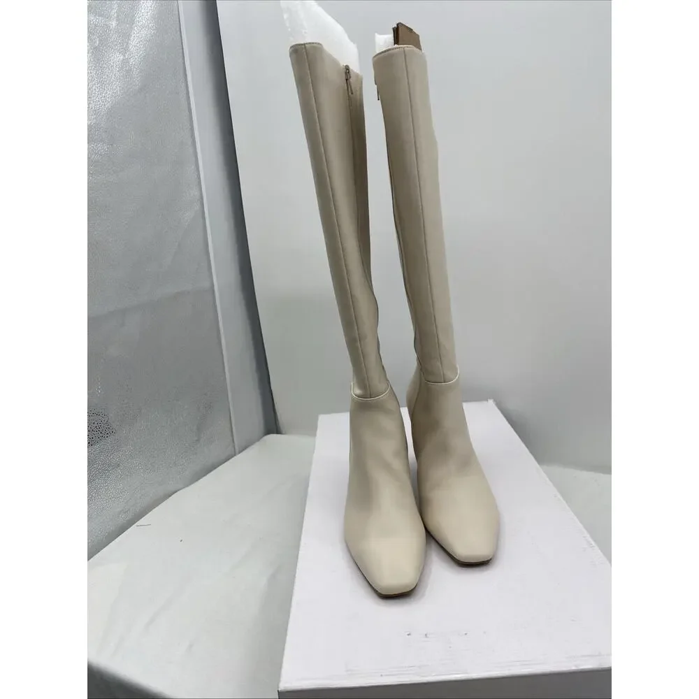 Alfani Womens Tristanne Ivory Knee-High Boots Shoes 9.5 Medium Retail $169